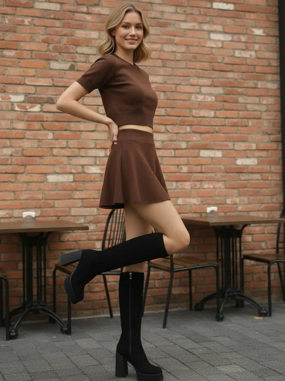 Wetviro Platform Suede Knee-High Boots (not for wide calf)